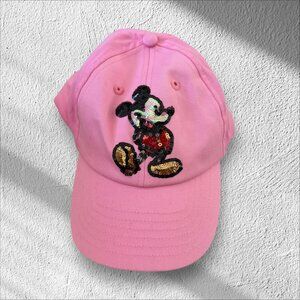 DISNEY Parks Women's Pink Sequin Mickey Mouse Hat Adjustable One Size